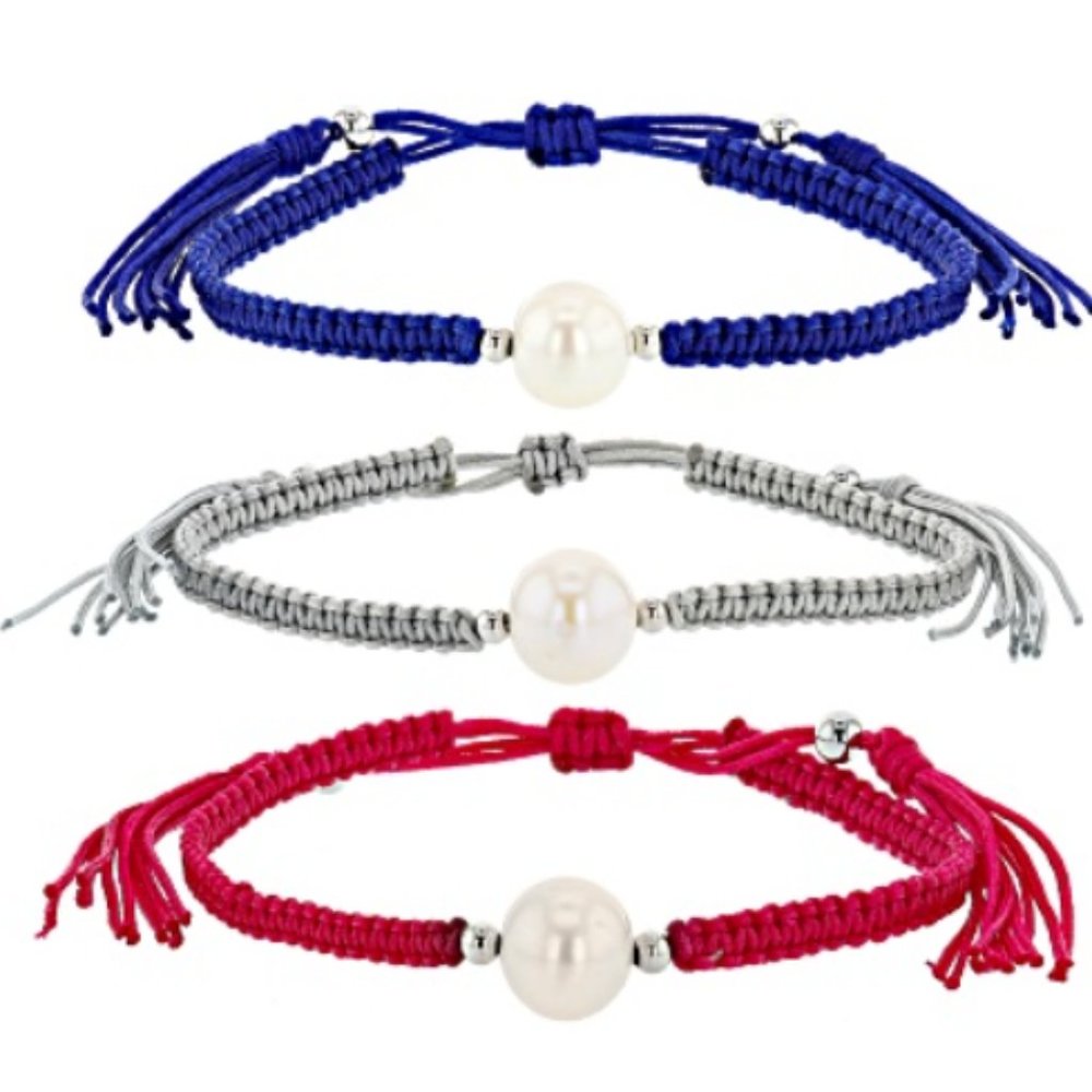 JTV Pearl Cord Bracelet Set of 3